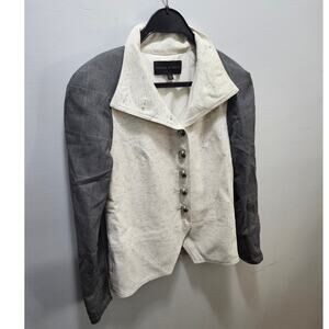 Chelsea and Walker Lynne Jacket Plaid Ivory Gray Military Style Sz 2